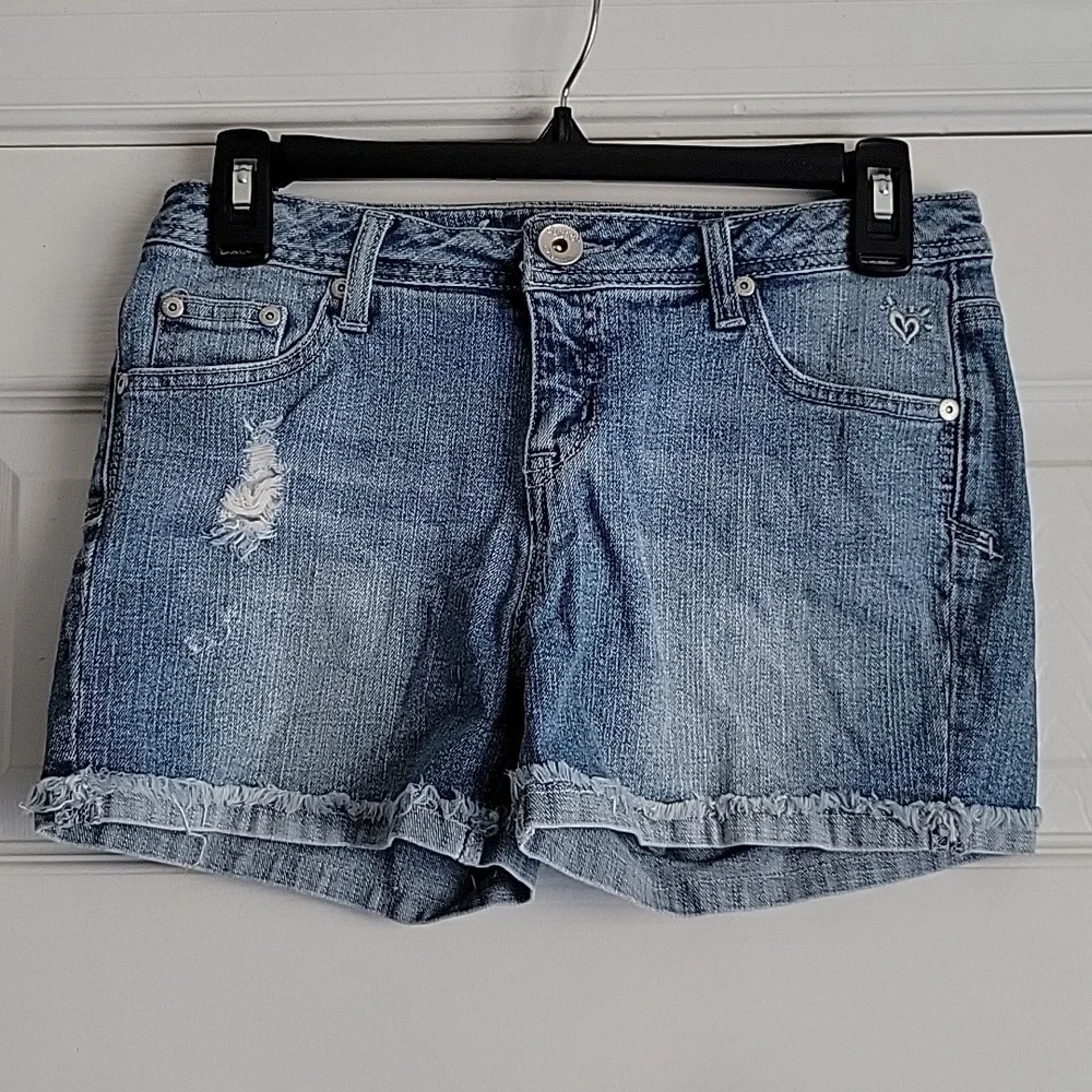 Justice Girl's Simply Low Cuffed Distressed Denim Shorts